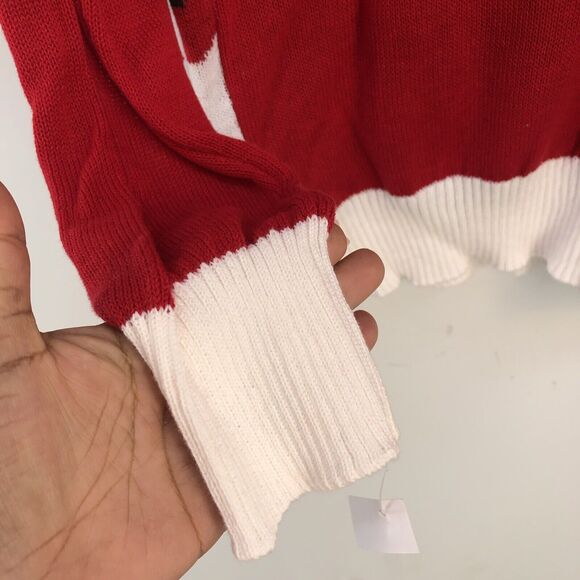 NEW Ugly Christmas Santa Suit Knit Beard Red Sweater Mens Large - Picture 2 of 10